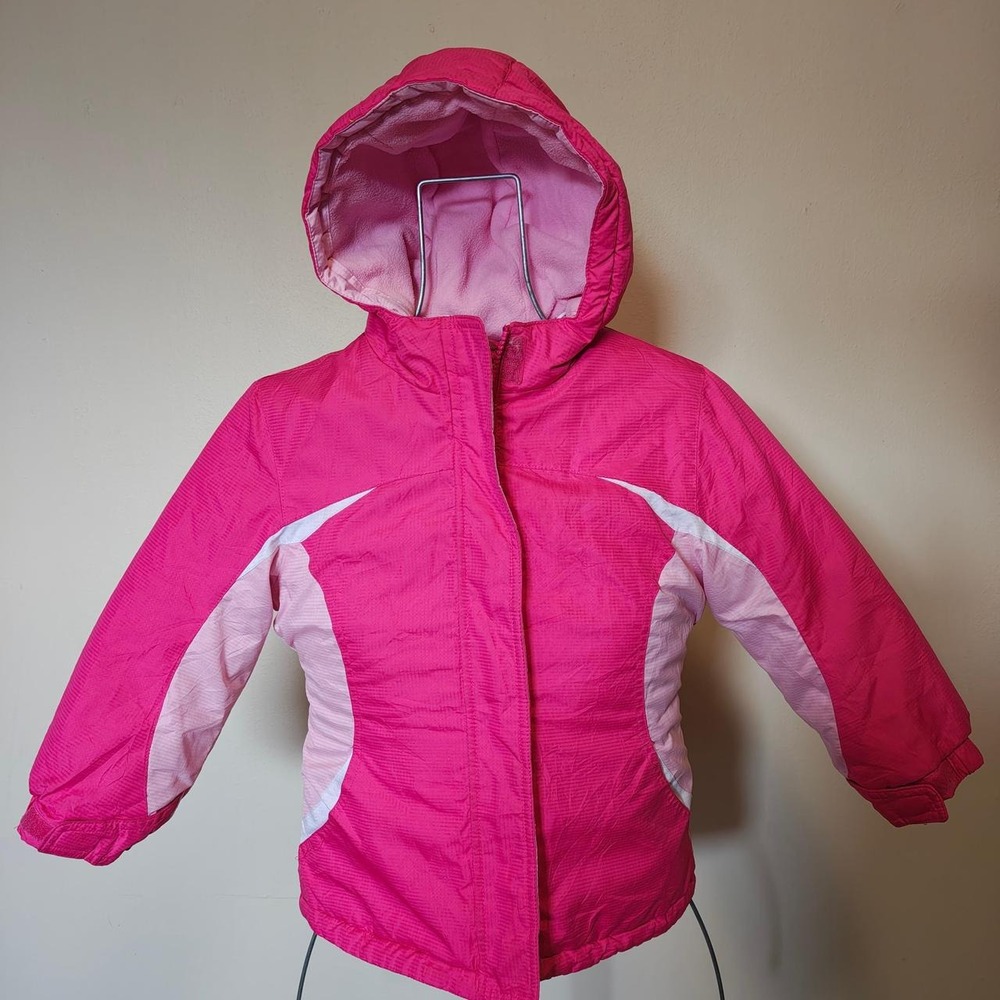 Healthtex Girls Hot Pink Fleece Lined Hooded Puffer Jacket Coat Size 4T